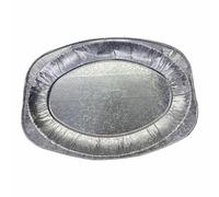 10pcs - Large Disposable Aluminium Foil Rectangular-Oval Food Serving Platter Silver Embossed Foil Food Tray Buffet Parties Catering Starter/Appetizer Tray Freezer Microwave & Oven Safe (22" Inch)