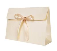 10Pcs Large Envelope Gift Box Present Bag, Cardboard Gift Box 29 * 20 * 9 cm with Lid & Satin Decorative Ribbon, Textured Christmas Birthday Present Boxes for Dress, Shirt, Scarf, Book, Accessories