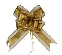 10pcs Large Organza Christmas Pull Bows for Gift Wrapping, 6 Inches Gold Pull Bow Ribbons Gift Bows for Present Wedding Car Gift Baskets