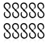 10pcs Large S Hooks for Hanging Heavy Duty, Black S Hook with Safety Buckle Pragmatic S Shaped Hanging Hooks Suitable Diameter up to 3.2cm for Kitchen Bathroom Bedroom Utensils Clothes Towels(9.2cm)