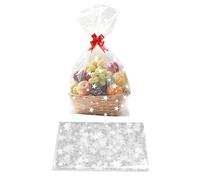 10pcs Large Star Cellophane Gift Bags, 70 x 50cm Cellophane Wrap Bags Resealable Basket Gift Bag for Hamper Making Birthday Christmas Festival Presents or Fruit Packaging