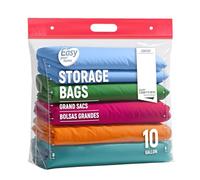 10PCS Large Ziplock Bags with Handle and Bottom 24"x20.5"+7", Reusable Jamboo Plastic Duty Bags for Cloth Storage Travel Moving Outdoor Freezer,BPA-Free,3.15-Mil Thick