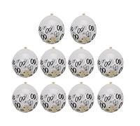 10Pcs Latex Transparent Balloon with Number 60 Pattern Confetti Sequins for Birthday Party Wedding Anniversary Decoration Rose Gold Golden Sequin Balloons (golden confetti balls)