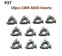 10pcs Lathe Blade Cutter Tips Inserts Set with 40 Types CNC Carbide for Turning Steel, Cast Iron, Soft Stainless Steel + Storage Box (16ER AG55)