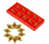 10pcs Lathe Blade Cutter Tips Inserts Set with 40 Types CNC Carbide for Turning Steel, Cast Iron, Soft Stainless Steel + Storage Box (DCMT070204 UE6020)