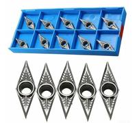 10pcs Lathe Blade Cutter Tips Inserts Set with 40 Types CNC Carbide for Turning Steel, Cast Iron, Soft Stainless Steel + Storage Box (VCGT160404-AK)