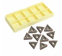 10pcs Lathe Blade Cutter Tips Inserts Set with 40 Types CNC Carbide for Turning Steel, Cast Iron, Soft Stainless Steel + Storage Box (TCMT16T308 VP15TF)