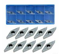 10pcs Lathe Blade Cutter Tips Inserts Set with 40 Types CNC Carbide for Turning Steel, Cast Iron, Soft Stainless Steel + Storage Box (VCGT110304-AK)