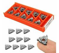 10pcs Lathe Blade Cutter Tips Inserts Set with 40 Types CNC Carbide for Turning Steel, Cast Iron, Soft Stainless Steel + Storage Box (16ER AG60)