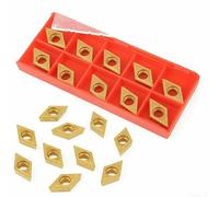 10pcs Lathe Blade Cutter Tips Inserts Set with 40 Types CNC Carbide for Turning Steel, Cast Iron, Soft Stainless Steel + Storage Box (DCMT11T304 UE6020)