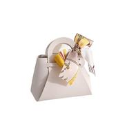10PCS Leather Gift Bags Bow Ribbon Packaging Bag Wedding Favour Distributions Eid Mubarak Candy Box Mini Handbag for Birthday Jewellery(Champagne)
