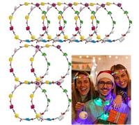 10Pcs LED Flower Crowns Headbands - Light Up Headband for Women,Garlands Glowing Floral Wreath Crowns for Wedding Beach Party Birthday Cosplay(SIZE:10Pcs)