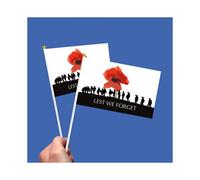 10PCS Lest We Forget Hand Flag Remembrance Day Handheld 21x14cm