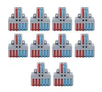 10pcs Lever Wire Connectors, Quick Wiring Cable Connector, Terminal Blocks ABS Plastic 2 Inlet 6 Outlet 4KV Withstand Voltage Strict QC Durable for Electric Wiring Connectors