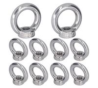 10Pcs Lifting Eye Nut, Stainless Steel Ring Shape Threaded Lifting Nut for Forestry Machinery and Marine Use, Resistant with High Strength Precision Threads (M10)