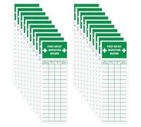 10pcs Light First Aid Inspection Tags for Kits | High tack adhesive, standard safety tracking, easy record keeping, for schools and vehicles, compact rotation use