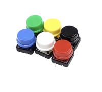 10PCS Light touch button switch 12 * 12mm circular micro switch, directly inserted 4-pin vertical switch button(Black)