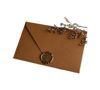 10Pcs Linen Texture Envelope Invitation Card Simple Blessing Thank Envelope Nostalgia Art with Sticker(Brown)