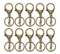 10PCS Lobster Claw Clasps Keychain, Metal Lobster Claw Clasps with Flat Split Ring Keychain Making Kit for DIY Craft Jewelry Making (Bronze)
