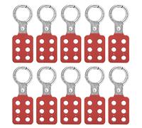 10pcs Lockout Hasp,Insulation Tagout Hasp Multi-Person Management Safety Padlock,6 Holes Aluminium Red for Chemical Industry Electric Power Pem Coal Mine,25mm/1.0in