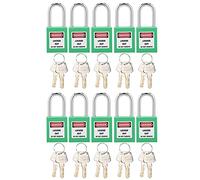 10PCS Lockout Padlocks 38mm Nylon Lockout Tagout Lock with 20 Keys Engineering Safety Gas Chemical Industry Green Isolation Padlock