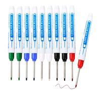 10PCS Long Nib Marker Pens, 30mm Deep Reach Markers Extra Long Waterproof Head Deep Hole Marker Pens Colorful Permanent Marking Tools for Woodworking Carpenters Construction Hardware Glass Tile