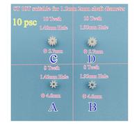 10pcs /lot 0.5M Modulus Pinion Gear 8T 10T Tooth Gear electronic starter Parts Toy Accessories 1.5mm 2mm Shaft MQXFCZUX(B 8T 1.95mm Hole)