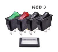 10pcs/lot 15A/250VAC KCD3 Rocker Switch ON OFF/ON-ON/ON-OFF-ON SPST Red Green Blue Yellow Light Black Rorcker Toggle Switch IDGTTLDF(ON-ON Switch,RED_NO LIGHT)