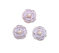 10pcs/lot 17mm Colorful Flower Shaped Resin Button with Pearl Decoration for Scrapbook, Clothes Sewing Accessories