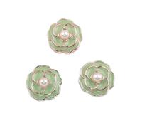 10pcs/lot 17mm Colorful Flower Shaped Resin Button with Pearl Decoration for Scrapbook, Clothes Sewing Accessories