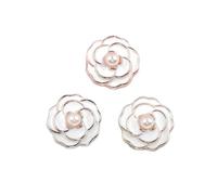 10pcs/lot 17mm Colorful Flower Shaped Resin Button with Pearl Decoration for Scrapbook, Clothes Sewing Accessories