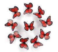 10Pcs Lot 3D Butterfly Kids Wall Stickers Fridge for Nursery Room Decoration Art Decor Decals with Sponge Gum (Red)