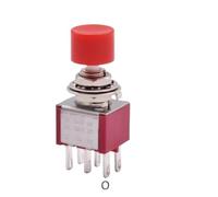 10pcs/lot 6mm PS-102 202 3pin 6pin SPDT DPDT Momentary Push Button Switch 2A 250VAC 5A 120VAC Toggle Switch with Red Cap(PS-202)