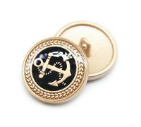 10pcs/lot Classic Anchor Sewing Button Decorative Gold Black White Buttons for Clothing Overcoat Uniform Suit DIY-Black001-18mm