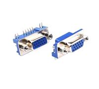 10PCS/LOT DB15 DR15 VGA Adapter Socket 3Rows Blue Parallel Port 15 Pin D Sub 15 Way PCB 90 Degree Female Connector