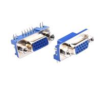 10PCS/LOT DB15 DR15 VGA Adapter Socket 3Rows Blue Parallel Port 15 Pin D Sub 15 Way PCB 90 Degree Female Connector