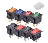 10pcs/lot KCD1 6A 250VAC Rocker Switch ON OFF SPST 12V 220V Red Green Blue Light Rocker Toggle Switch ON-ON/ON-OFF-ON(Waterproof,YELLOW_12V LIGHT)