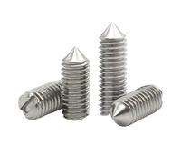 10pcs/lot M1.6 M2 M2.5 M3 M4 M5 M6 A2-70 304 Stainless Steel Slotted Head Tapered End Cone Point Grub Set Screw(3mm)