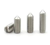 10pcs/lot M1.6 M2 M2.5 M3 M4 M5 M6 A2-70 304 Stainless Steel Slotted Head Tapered End Cone Point Grub Set Screw(5mm,M2 x10pcs)