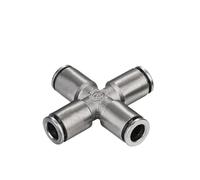 10Pcs/Lot PZT Four 4 Way Cross Union Brass Fitting Connector Pneumatic Pipe Fitting for Automation(PZT4 4mm)