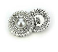 10Pcs/Lot Shiny Flower Shape Rhinestone Pearl Button for Coat Clothing DIY Needlework Sewing Accessories Decorative Metal Button