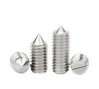 10pcs/lot Stainless Steel Slotted Head Cone Point Grub Set Screw M1.6 M2 M2.5 M3 M4 M5 M6 M8 M10 Tapered End Headless Bolt(12mm x10pcs)