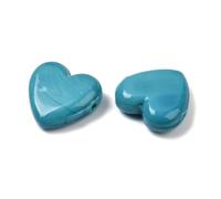 10Pcs Love Heart Handmade Lampwork Beads 0.75x0.79x0.26inch Crystal Glass Beads Loose Bead for DIY Bracelet Necklace Jewelry Making Supplies Valentine's Day Ornament Home Decoration Teal