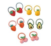 10Pcs Lovely Cartoon Elastic Hair Scrunchies Set For Little Girls And Toddler With Colorful Flower Or Fruit Designs