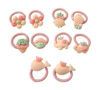 10Pcs Lovely Cartoon Elastic Hair Scrunchies Set For Little Girls And Toddler With Colorful Flower Or Fruit Designs