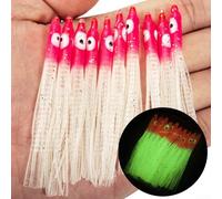 10pcs Luminous Soft Fishing Baits for Luya with Needle Shape Octopus and Squid Design, Perfect for Attracting Fish in Various Conditions, Made of PVC (Red)