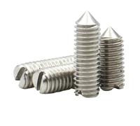 (10PCS) M1.6 M2 M2.5 M3 M4 M5 M6 304 A2-70 Stainless Steel Slotted Tip Set Screw Machine Thread Cone Point Grub Screws DIN553(16mm,M6 (10Pcs))