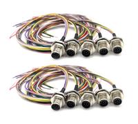 10Pcs M12 8 Pin Male Back Mount Sensor Receptacle Cable, IP67 Waterproof A Code Connector Wire UnShielded Straight Aviation Socket Electrical Cable 60V 2A (1.64ft)