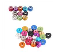 10PCS M2-M6 Aluminum Alloy Flange Nylon Insert Lock Nut Self-Locking with Anti-Skid Ring, Anodized 9 Colors for RC Car Drone Hardware(Sky Blue,M4 Flange)