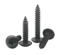 10PCS M3 Black Zinc Plated 304 Stainless Steel Phillips Head Cross Recessed Mushroom Head Self Tapping Screw(20mm)